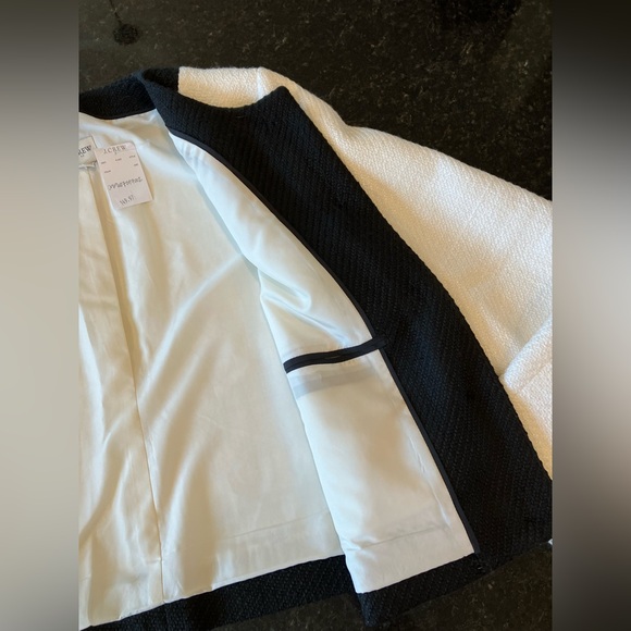 New J.Crew Factory Tweed Lady Jacket, Ivory & Black Contrast Business Blazer, 14 - Picture 3 of 9